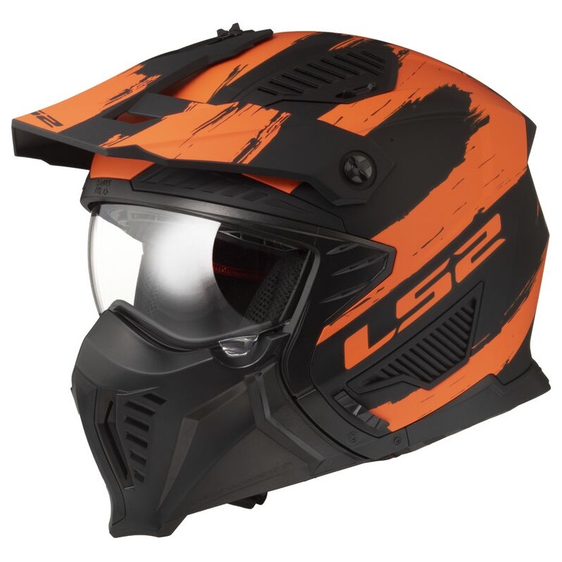 Motorradhelm LS2 OF606 Drifter Mud schwarz-orange matt