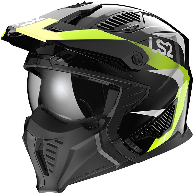 Motorradhelm LS2 OF606 Drifter Triality schwarz-fluo gelb