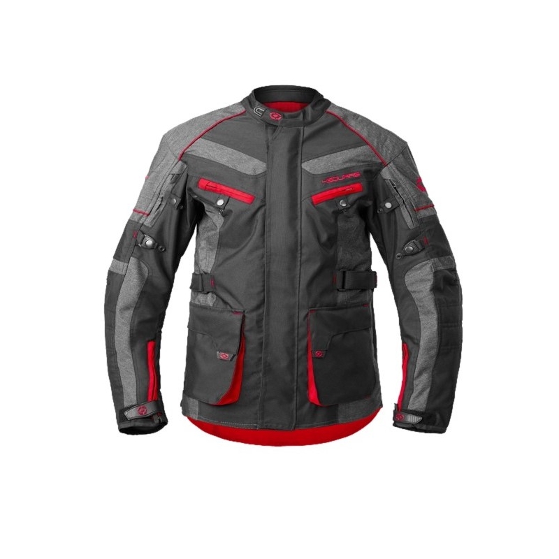 Motorradjacke 4SQUARE Discovery Adventure schwarz-rot Ausverkauf - II. Qualität