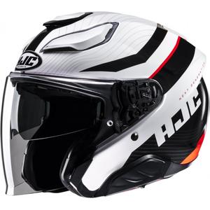 Offener Motorradhelm HJC F31 Naby MC1 weiß-schwarz-rot