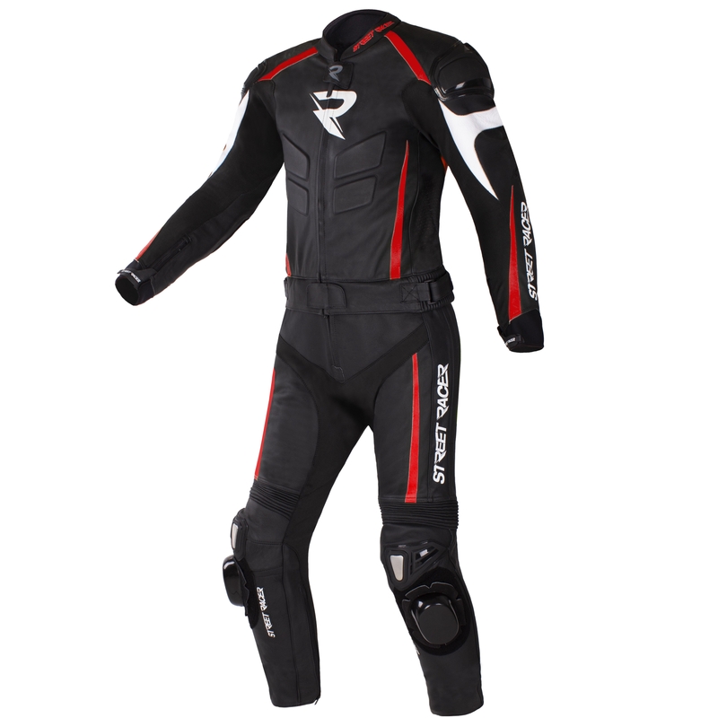 Street Racer Fast Track 2 Schwarz, Weiß und Rot Motorrad Overalls - II. Qualität