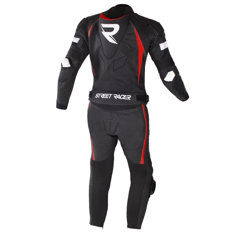 Street Racer Fast Track 2 Schwarz, Weiß und Rot Motorrad Overalls - II. Qualität