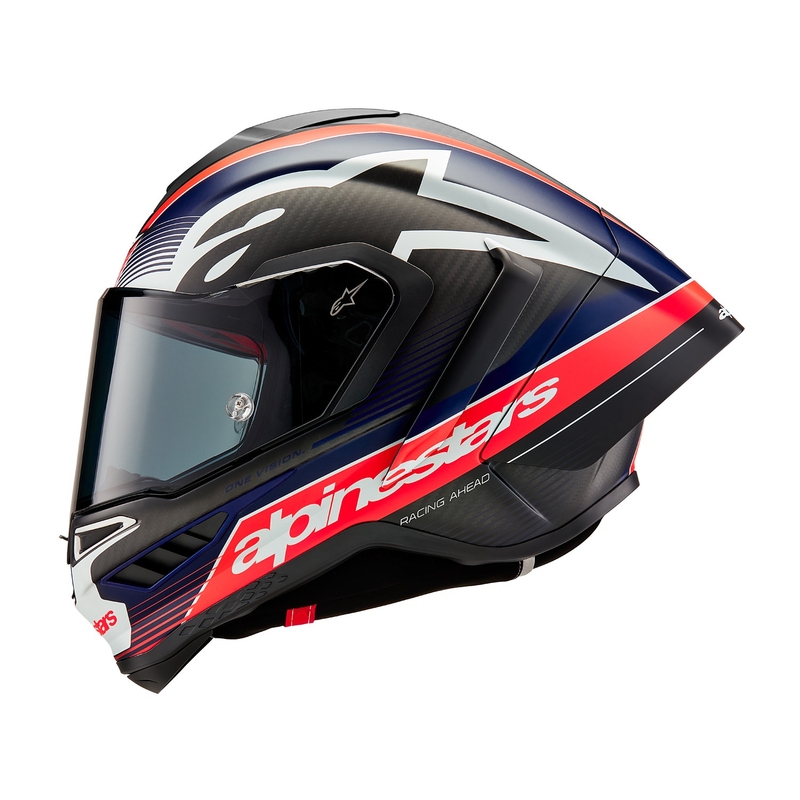 Integralhelm für Motorrad Alpinestars Supertech R-10 Team Carbon Fluo Rot-Blau-Weiß Matt