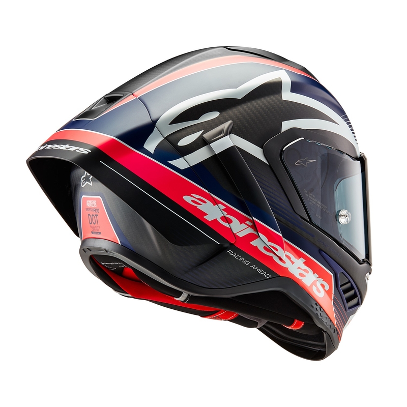 Integralhelm für Motorrad Alpinestars Supertech R-10 Team Carbon Fluo Rot-Blau-Weiß Matt