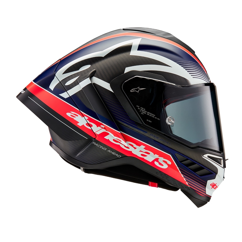 Integralhelm für Motorrad Alpinestars Supertech R-10 Team Carbon Fluo Rot-Blau-Weiß Matt