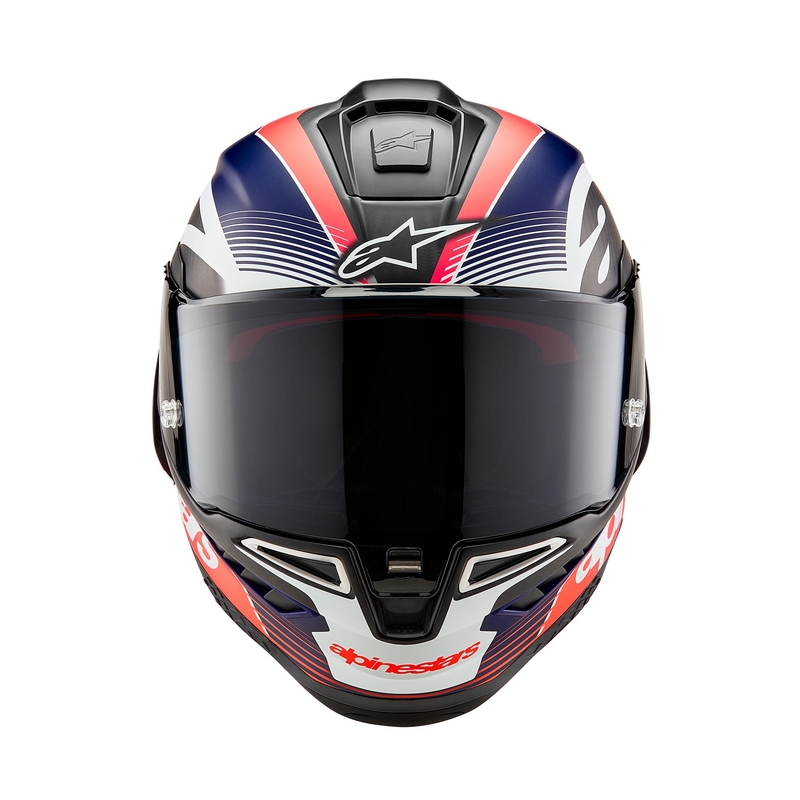 Integralhelm für Motorrad Alpinestars Supertech R-10 Team Carbon Fluo Rot-Blau-Weiß Matt