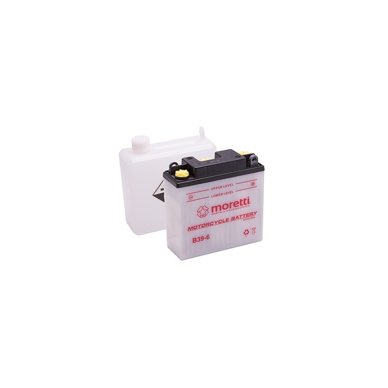 Herkömmliche Motorradbatterie Moretti B39-6, 6V 7Ah