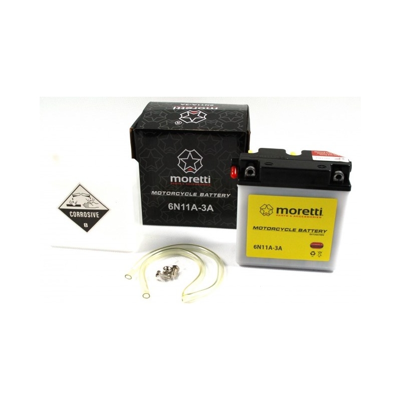 Konventionelle Motorradbatterie Moretti 6N11A-3A, 6V 11Ah