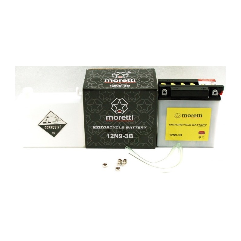 Konventionelle Motorradbatterie Moretti 12N9-3B, 12V 9Ah