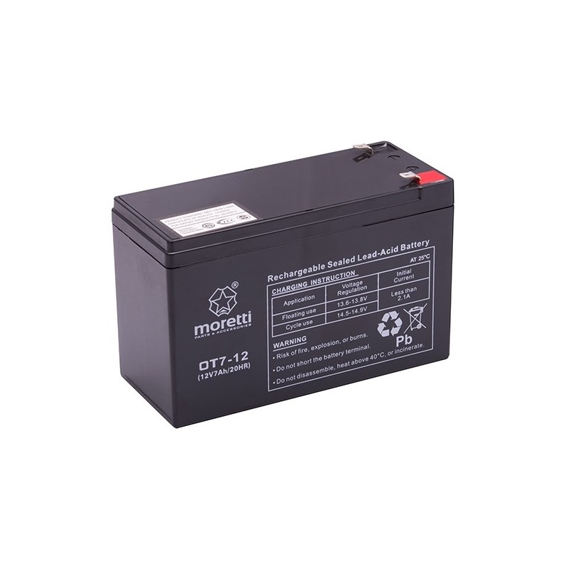 Moretti OT7-12 wartungsfreie Gel-Batterie, 12V 7Ah