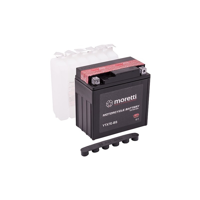 Moretti MTX7E-BS wartungsfreie Motorradbatterie, 12V 7Ah