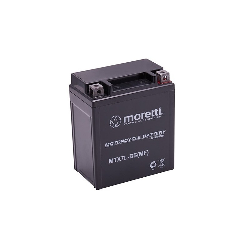 Moretti MTX7L-BS wartungsfreie Gel-Batterie, 12V 7Ah
