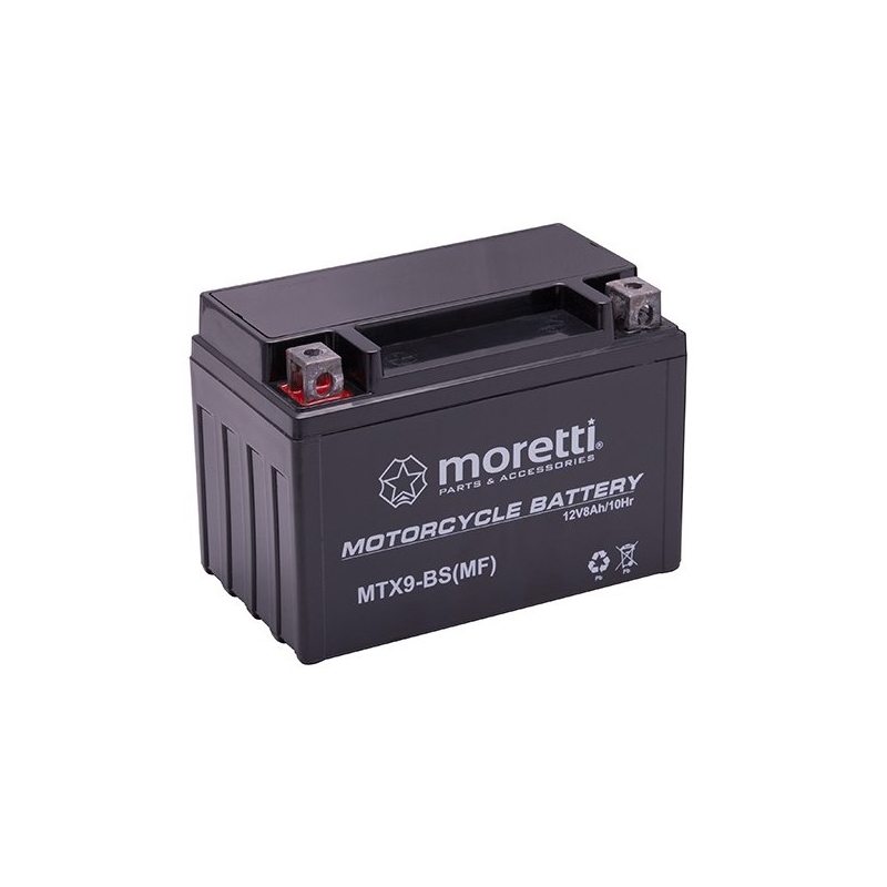 Moretti MTX9-BS wartungsfreie Gel-Batterie, 12V 8Ah