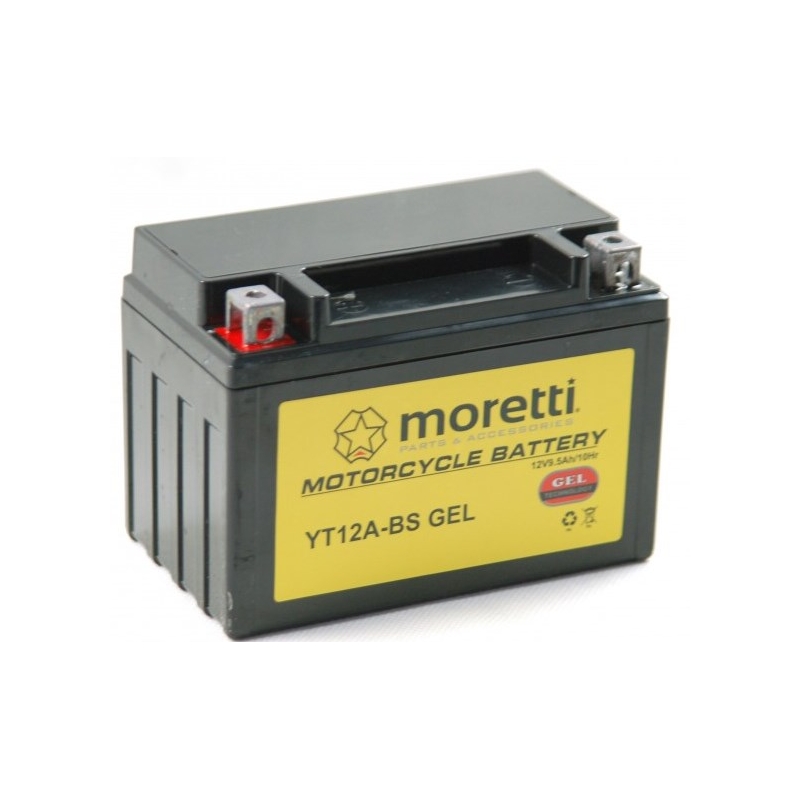Moretti MT12A-BS wartungsfreie Gel-Batterie, 12V 9,5Ah