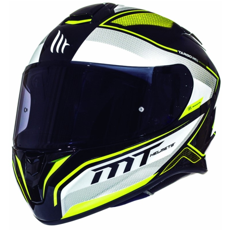 MT Targo Interact Integral-Motorradhelm weiß-fluo gelb