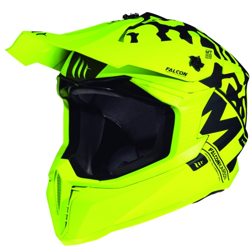 Motocross Helm MT Falcon Karson fluo gelb matt