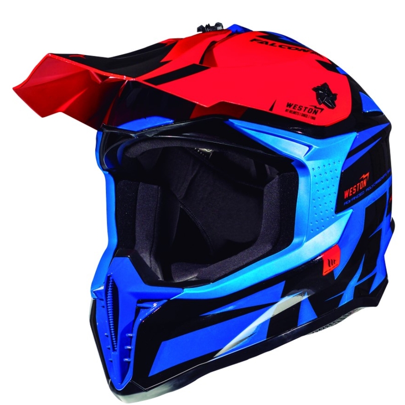 MT Falcon Weston Motocross Helm blau-rot