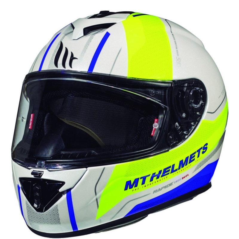 MT Rapide Duel Integralhelm weiß-blau-fluo gelb