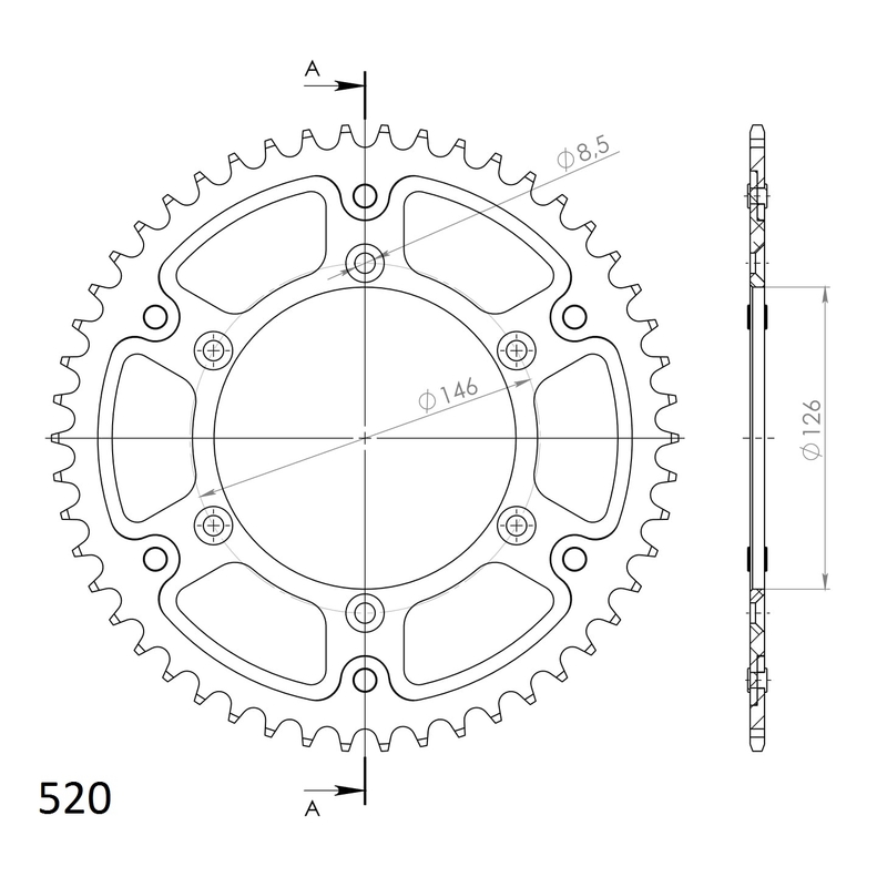 Kettenrad SUPERSPROX STEALTH gold 49T, 520