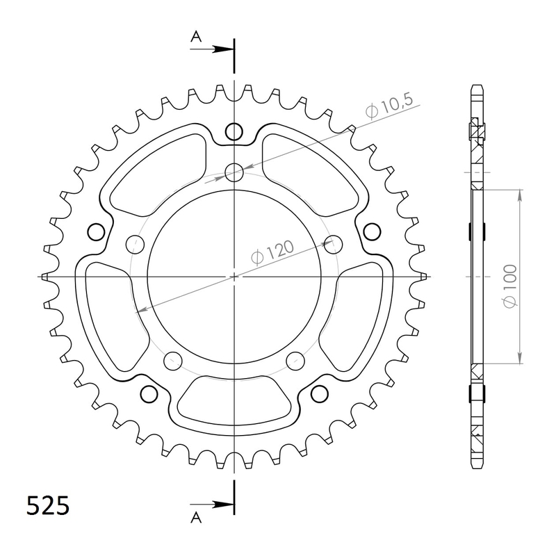 Kettenrad SUPERSPROX STEALTH gold 42T, 525