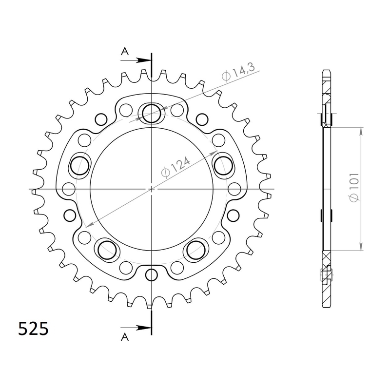 Kettenrad SUPERSPROX STEALTH orange 38T, 525