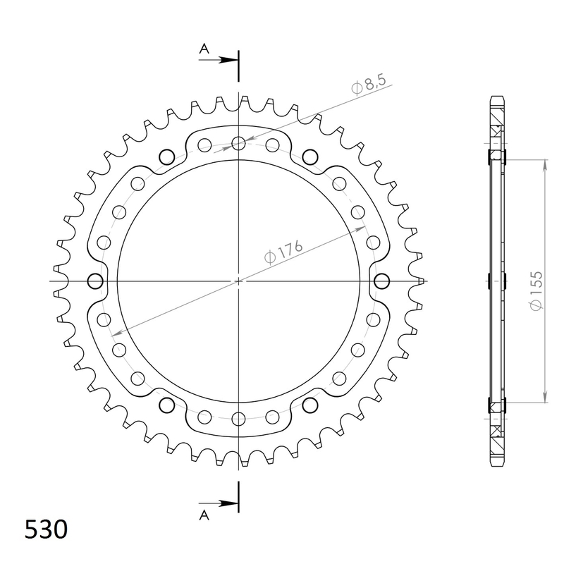 Kettenrad SUPERSPROX STEALTH gold 45T, 530