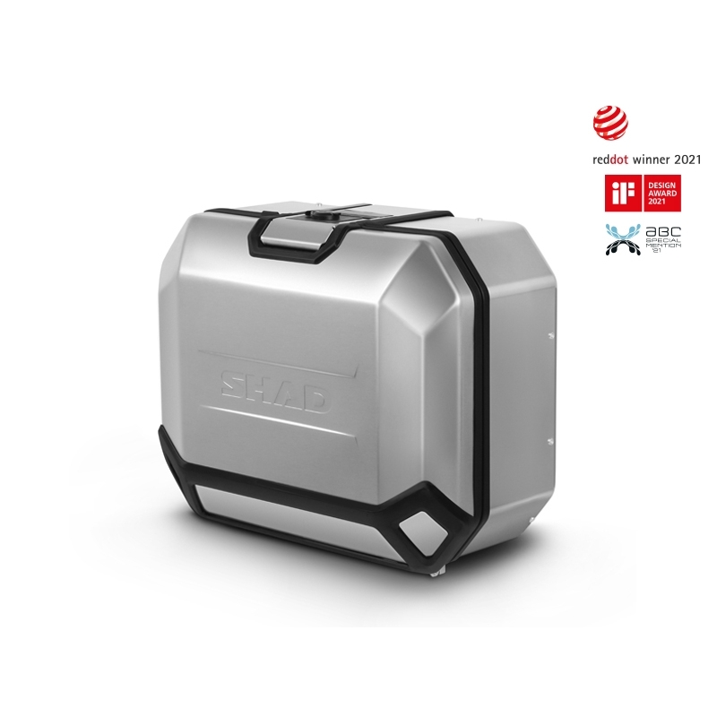 Complete set of aluminum cases SHAD TERRA, 48L topcase + 36L / 47L side cases, including mounting kit and plate SHAD MOTO GUZZI V 85 TT