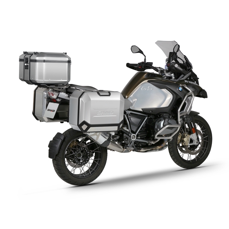 Complete set of aluminum cases SHAD TERRA, 48L topcase + 36L / 47L side cases, including mounting kit and plate SHAD R 1200 GS Adventure/ R 1250 GS Adventure