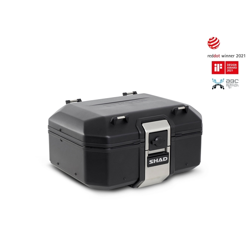 Complete set of black aluminum cases SHAD TERRA, 37L topcase + 36L / 47L side cases, including mounting kit and plate SHAD KTM Super Adventure 1290 (R, S)