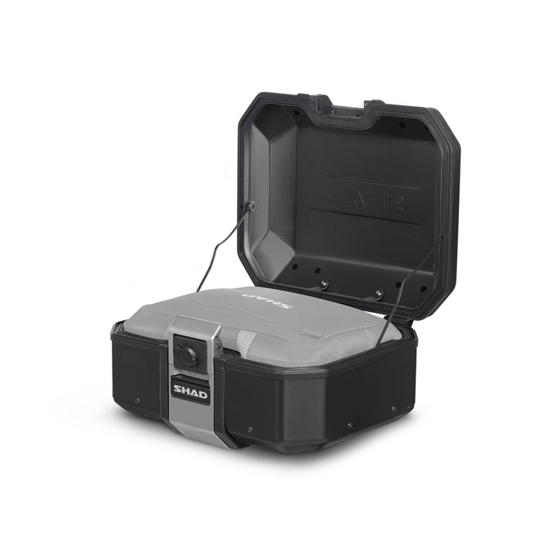 Complete set of black aluminum cases SHAD TERRA, 37L topcase + 36L / 47L side cases, including mounting kit and plate SHAD KTM Super Adventure 1290 (R, S)