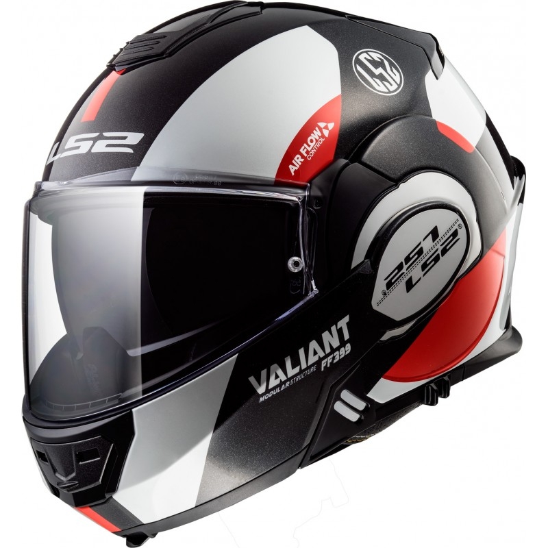 Klapphelm LS2 FF399 Valiant Avant weiß-schwarz-rot Ausverkauf