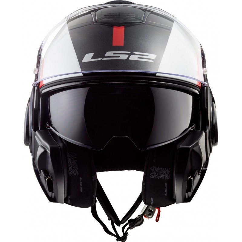 Klapphelm LS2 FF399 Valiant Avant weiß-schwarz-rot Ausverkauf