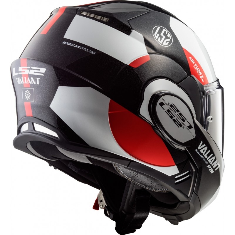 Klapphelm LS2 FF399 Valiant Avant weiß-schwarz-rot Ausverkauf