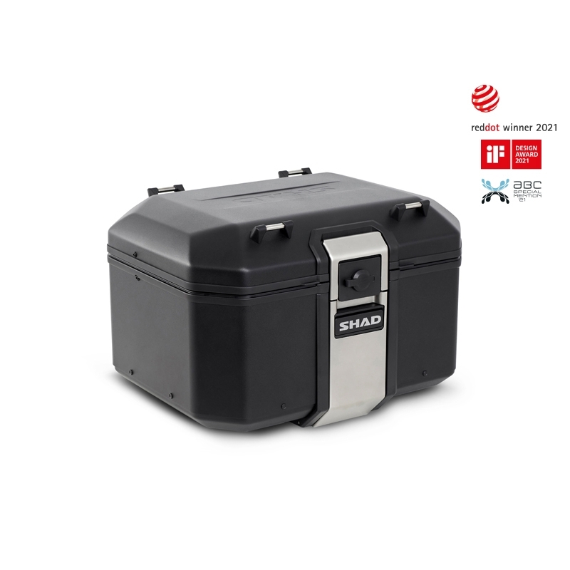 Complete set of aluminum cases SHAD TERRA BLACK, 48L topcase + 47L / 47L side cases, including mounting kit and plate SHAD HONDA X-ADV 750