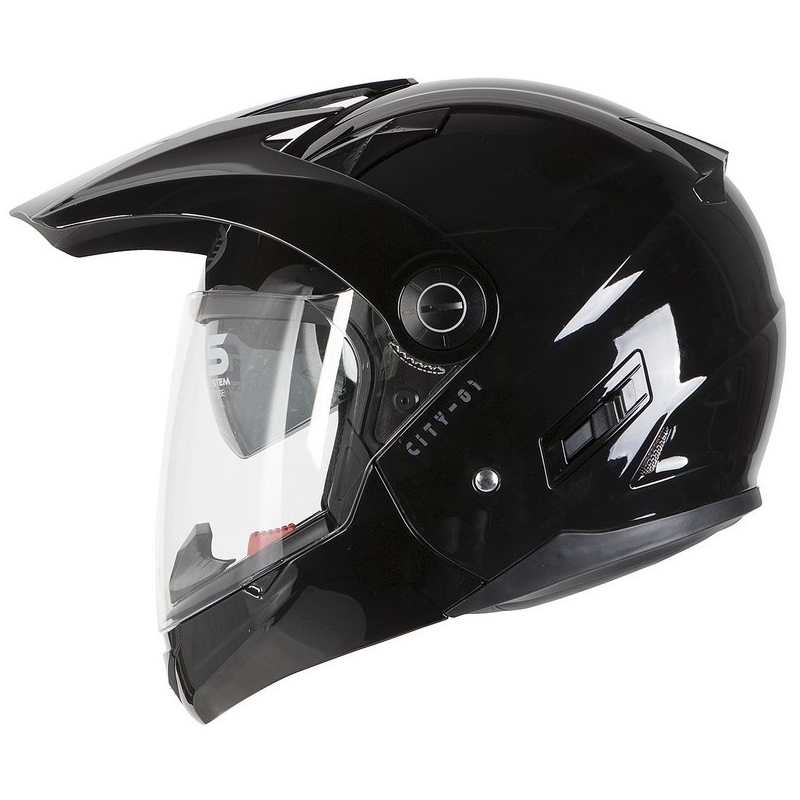 Motorradhelm Ozone City-01 mit abnehmbarem Kinnriemen schwarz glänzend Ausverkauf