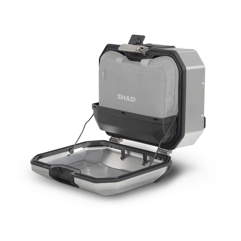 Complete set of aluminum cases SHAD TERRA, 37L topcase + 36L / 36L side cases, including mounting kit and plate SHAD Voge 650DS / 650DSX