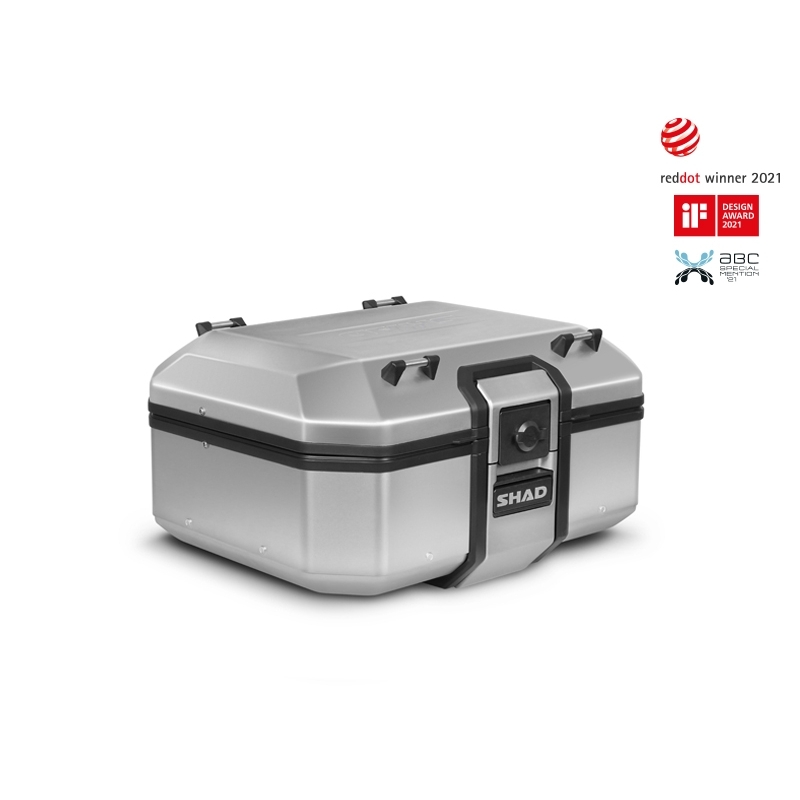 Complete set of aluminum cases SHAD TERRA, 37L topcase + 36L / 36L side cases, including mounting kit and plate SHAD Voge 650DS / 650DSX