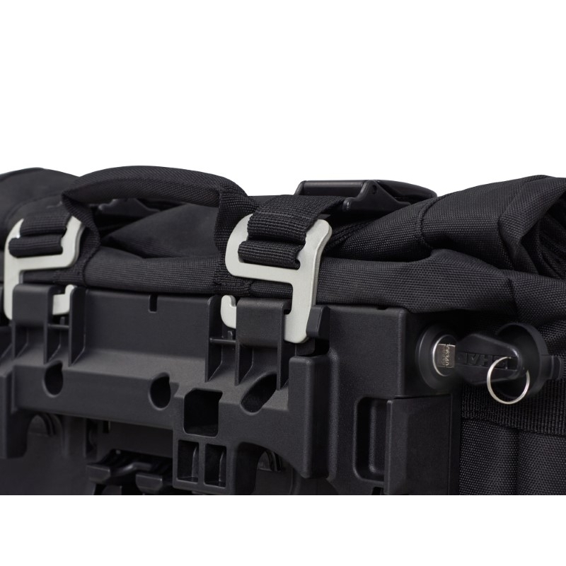 Complete set of SHAD TERRA TR40 adventure saddlebags and SHAD TERRA BLACK aluminium 48L topcase, including mounting kit SHAD MOTO GUZZI V 85 TT