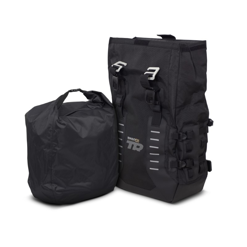 Complete set of SHAD TERRA TR40 adventure saddlebags and SHAD TERRA BLACK aluminium 48L topcase, including mounting kit SHAD SUZUKI DL 1000 V-Strom/ DL 1050 V-Strom