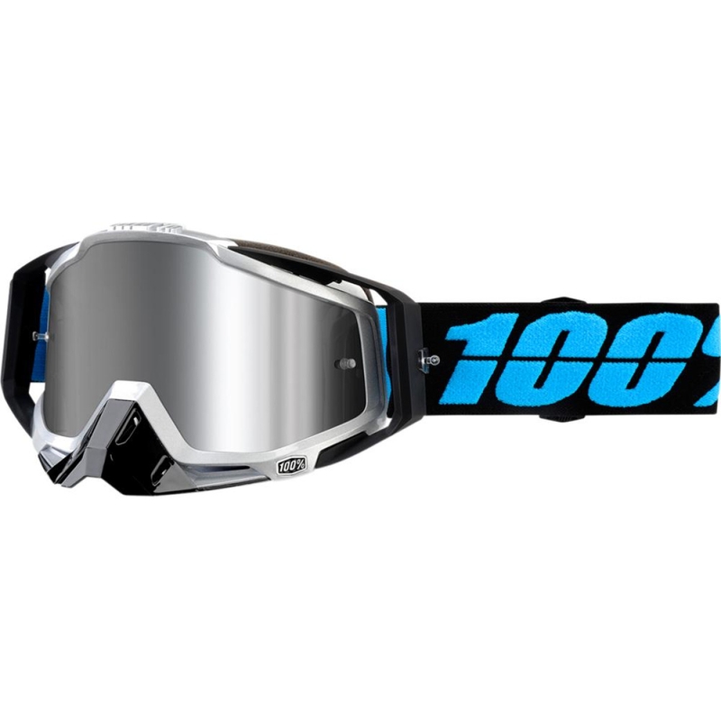 Schutzbrille 100% Racecraft PLUS Daffed schwarz-türkis (silbernes Plexiglas)