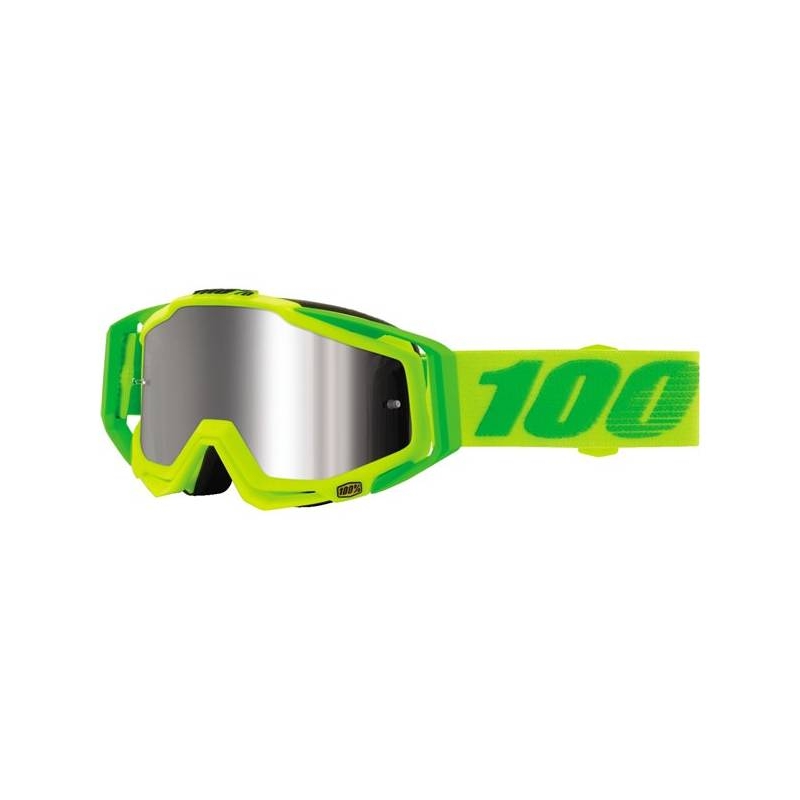 Schutzbrille 100% Racecraft PLUS Sour Soul gelb-grün (silbernes Plexiglas)
