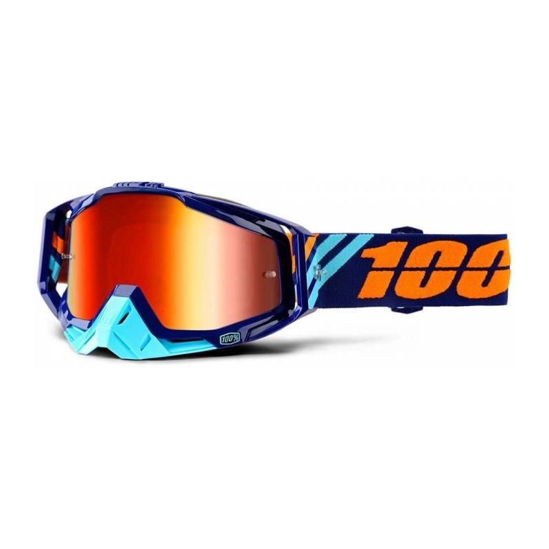 100% Racecraft Calculus Marineblau-Türkis Brille (rot verchromtes Plexiglas + klares Plexiglas)