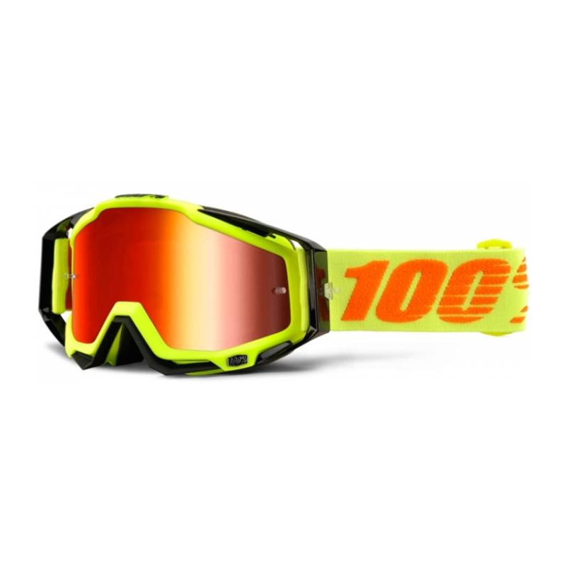 Brille 100% Racecraft Attack Yellow schwarz-gelb (rotes Chromplexi + klares Plexi)