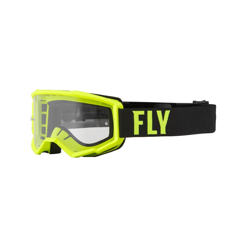 Motocross-Brille FLY Racing Focus fluo gelb-schwarz (klares Plexiglas)