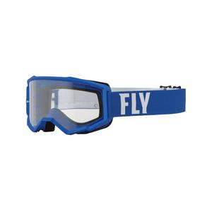 Motocrossbrille FLY Racing Focus weiß-blau (klares Plexiglas)