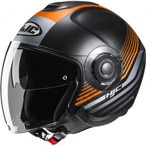 Offener Motorradhelm HJC i40N Dova MC7SF schwarz-grau-orange