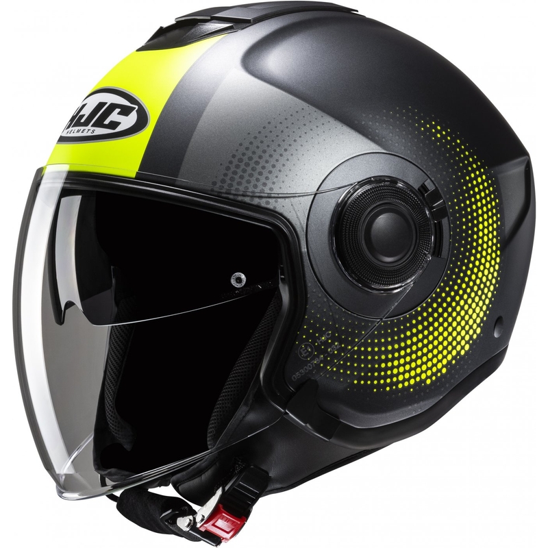Offener Motorradhelm HJC i40N Pyle MC3HSF grau-fluo gelb