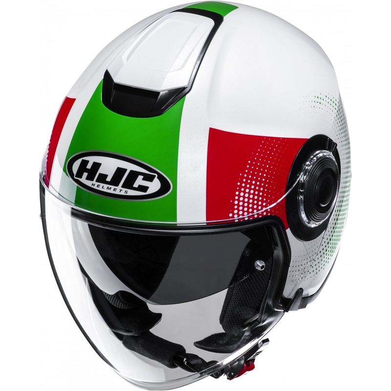 Offener Motorradhelm HJC i40N Pyle MC41 rot-grün-weiß