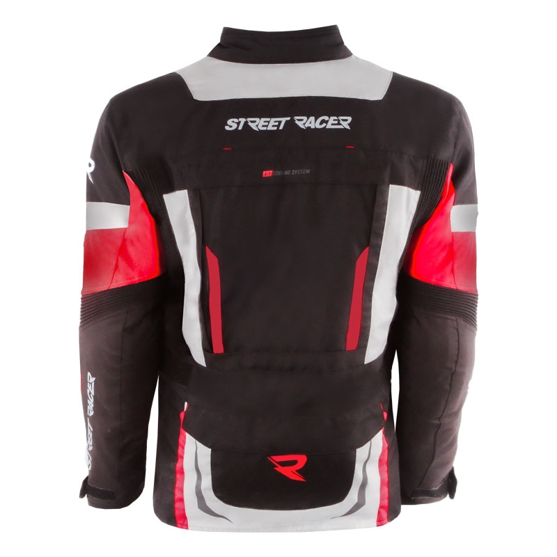 Motorradjacke Street Racer Hilax schwarz-grau-rot