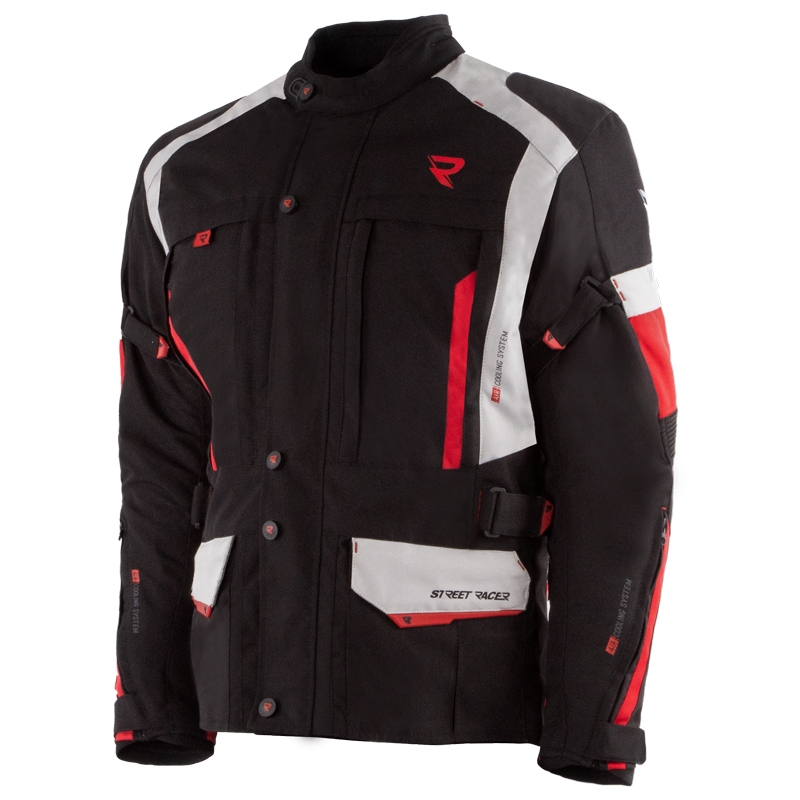 Motorradjacke Street Racer Hilax schwarz-grau-rot